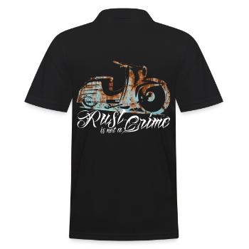 Simson Schwalbe KR51 - Rust is not a Crime - Männer Poloshirt - Schwarz - Hinten - Kai (181cm)