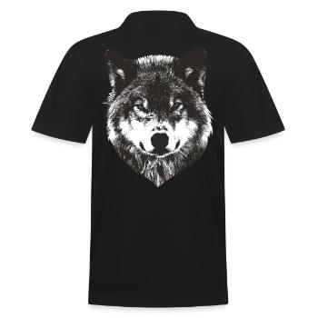 Wolf Face - Männer Poloshirt - Schwarz - Hinten - Kai (181cm)