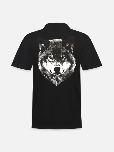 Wolf Face - Männer Poloshirt - Schwarz