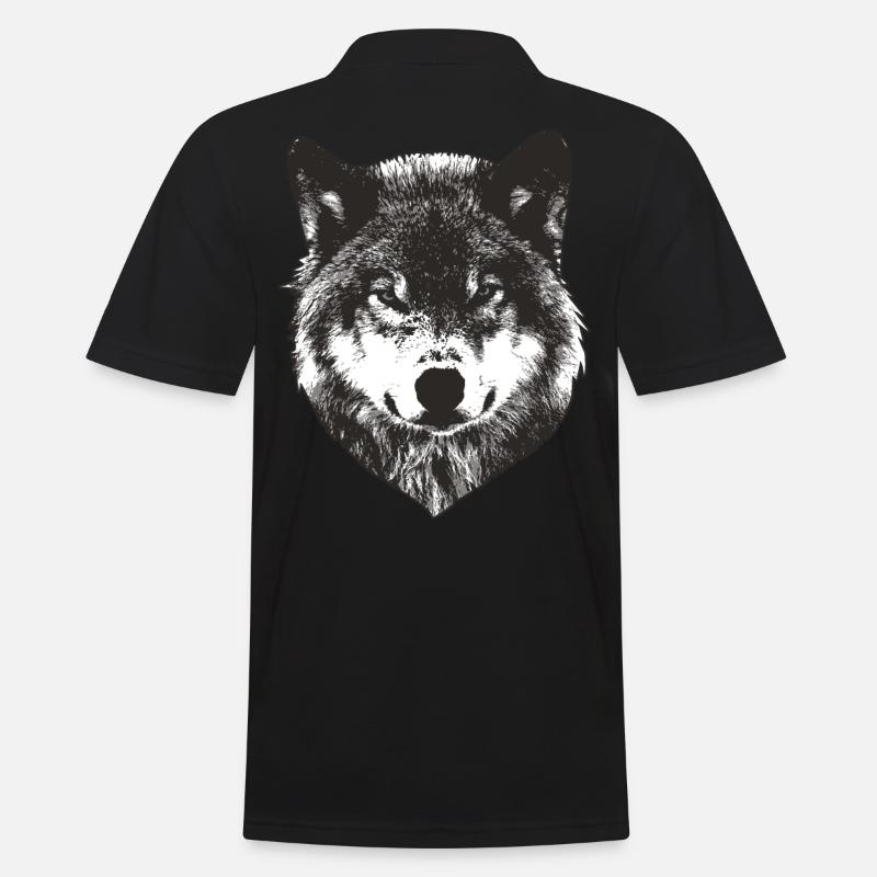 Wolf Face - Männer Poloshirt - Schwarz
