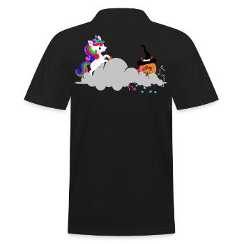 Einhorn auf Süssigkeitenjagd - Männer Poloshirt - Schwarz - Hinten - Kai (181cm)