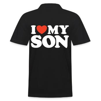 I love my son Herz Shirt - Männer Poloshirt - Schwarz - Hinten - Kai (181cm)