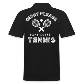 Quiet Please - Papa schaut Tennis - Männer Poloshirt - Schwarz - Hinten - Kai (181cm)