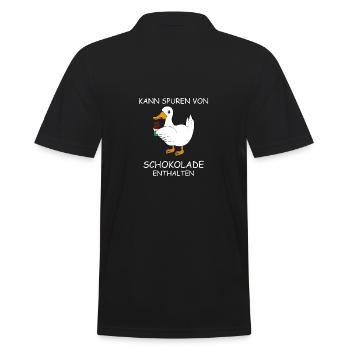 Ente mit Schokolade Spruch - Männer Poloshirt - Schwarz - Hinten - Kai (181cm)