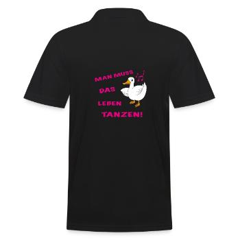 Ente tanzen Spruch Man muss das Leben tanzen! - Männer Poloshirt - Schwarz - Hinten - Kai (181cm)