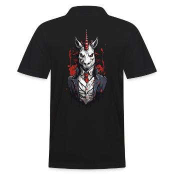 Dark Vampire Unicorn Halloween Design - Men's Polo Shirt - black - Back - Kai (181cm)