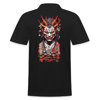 Oni Demon Japan Art Retro Design Style - Men's Polo Shirt - black - Back - Kai (181cm)