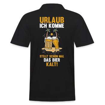 Urlaub ich komme stellt schon mal das Bier kalt - Männer Poloshirt - Schwarz - Hinten - Kai (181cm)