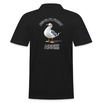 Drôle de dicton avec la mouette Avant de demander Non !! - Polo Homme - noir - Dos - Kai (181cm)
