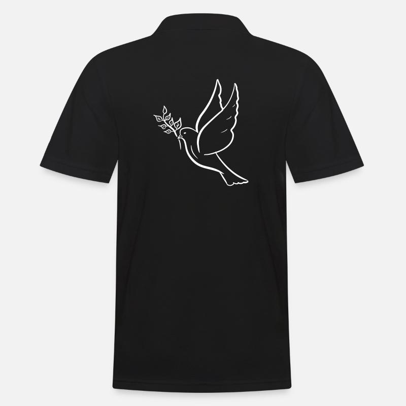 Colombe de la paix, dessinée à la main. Symbole de paix - Polo Homme - noir