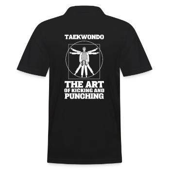 Treten und schlagen Taekwondo Praktiker - Männer Poloshirt - Schwarz - Hinten - Kai (181cm)