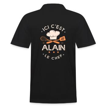 Alain Chef Ici c est alain le chef cuisinier - Polo Homme - noir - Dos - Kai (181cm)