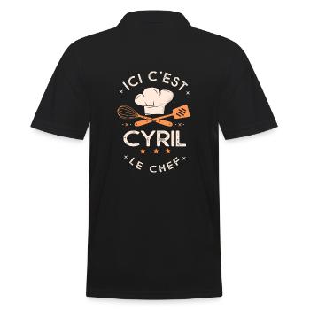 Cyril Chef Ici c est cyril le chef cuisinier - Polo Homme - noir - Dos - Kai (181cm)