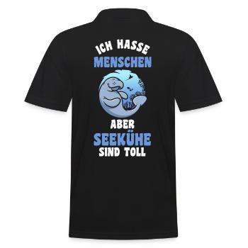 Meerkuh Seekuh - Männer Poloshirt - Schwarz - Hinten - Kai (181cm)