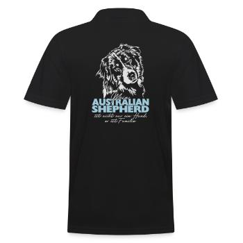 My AUSTRALIAN SHEPHERD is family Wilsigns dog - Men's Polo Shirt - black - Back - Kai (181cm)