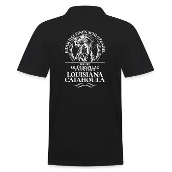 LOUISIANA CATAHOULA Schutzengel Spruch WILSIGNS - Männer Poloshirt - Schwarz - Hinten - Kai (181cm)