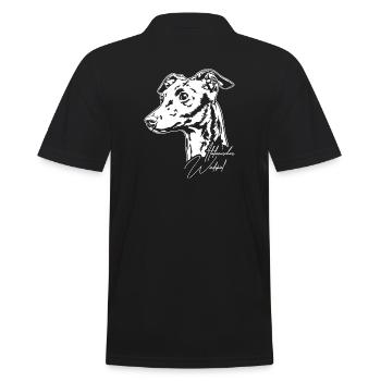 ITALIENISCHES WINDSPIEL Portrait Windhund Wilsigns - Männer Poloshirt - Schwarz - Hinten - Kai (181cm)