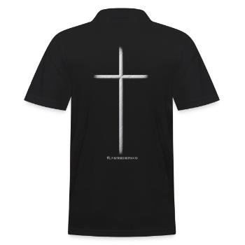 LIVE FREE THE PROUD WHITE CROSS MOTIF - Men's Polo Shirt - black - Back - Kai (181cm)