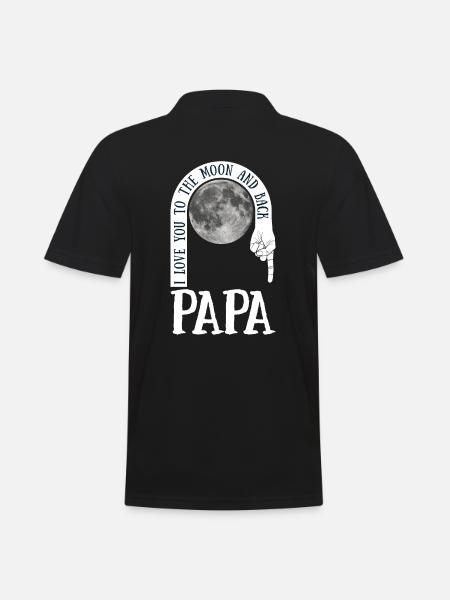 Papa I Love You To The Moon And Back - Männer Poloshirt - Schwarz