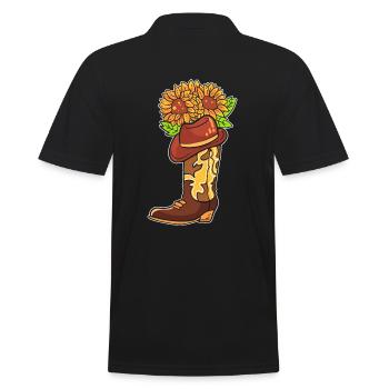 Cowboy Boots With Flowers Reiter - Männer Poloshirt - Schwarz - Hinten - Kai (181cm)