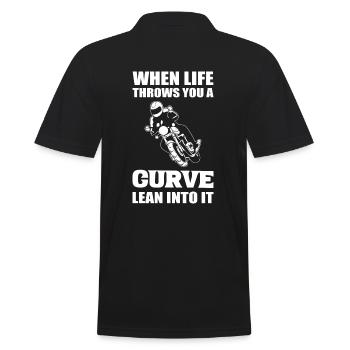 When Life Throws You A Curve Lean Into It Motorrad - Männer Poloshirt - Schwarz - Hinten - Kai (181cm)
