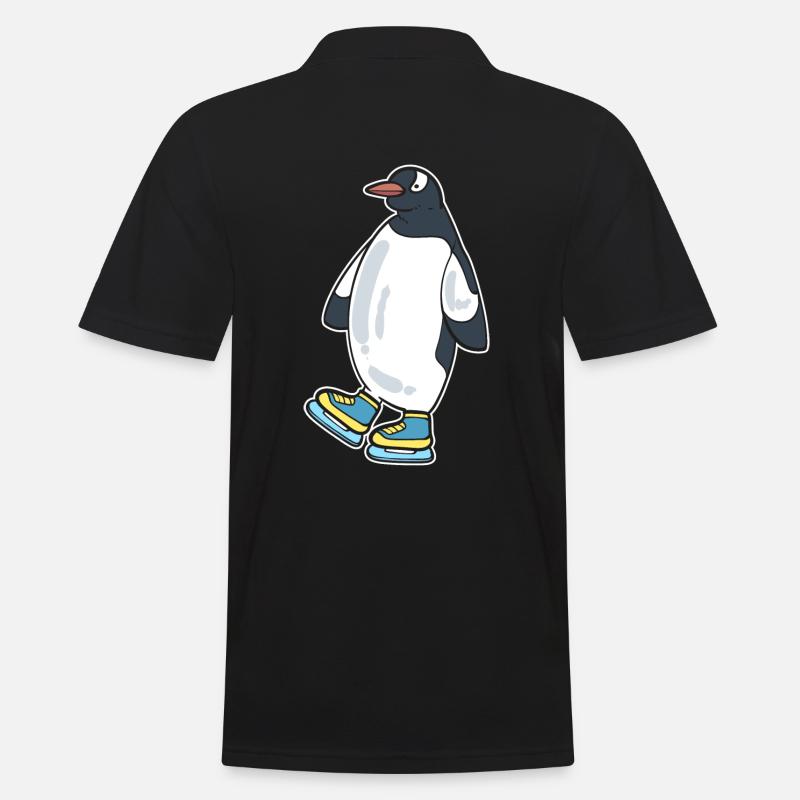 Eislaufpinguin Schlittschuhläufer - Männer Poloshirt - Schwarz
