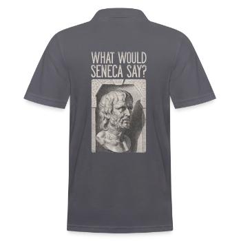 Seneca Stoic Stoicism WHAT WOULD SENECA SAY? - Men's Polo Shirt - charcoal grey - Back - Nico (186cm)