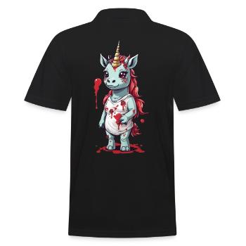 Zombie Unicorn Halloween Highlight Spooky Design - Men's Polo Shirt - black - Back - Kai (181cm)