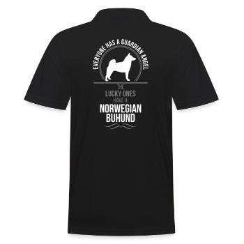 NORWEGIAN BUHUND Guardian Angel Wilsigns - Männer Poloshirt - Schwarz - Hinten - Kai (181cm)
