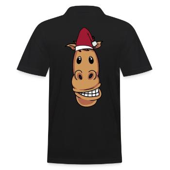 Père Noël Cheval Poney Cavalier Joyeux Noël - Polo Homme - noir - Dos - Kai (181cm)