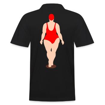 Proud woman in red swimsuit - Men's Polo Shirt - black - Back - Kai (181cm)