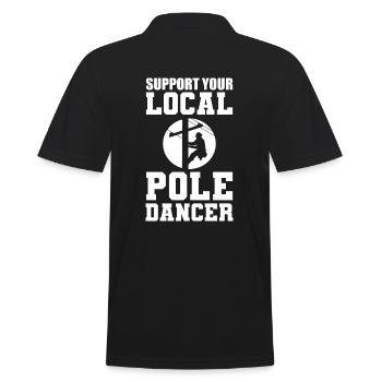 Support You Local Pole Dancer Lineman - Männer Poloshirt - Schwarz - Hinten - Kai (181cm)
