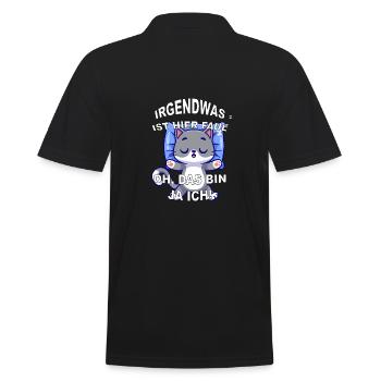 Süße Katze Faul Schlafen - Männer Poloshirt - Schwarz - Hinten - Kai (181cm)