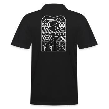 Line landscape: vineyard and hut - Men's Polo Shirt - black - Back - Kai (181cm)