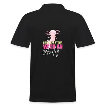 Lustiger Axolotl Niedlich Kawaii Tier Spaß Liebhab - Männer Poloshirt - Schwarz - Hinten - Kai (181cm)