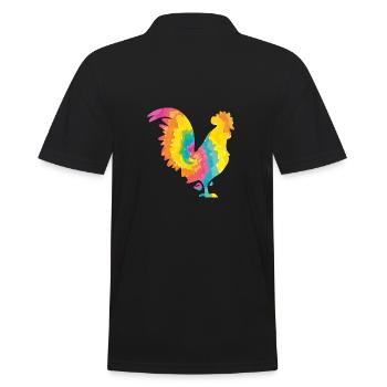 Chicken Rooster - Men's Polo Shirt - black - Back - Kai (181cm)