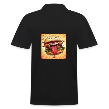 Crazy Burger - Männer Poloshirt - Schwarz - Hinten - Kai (181cm)