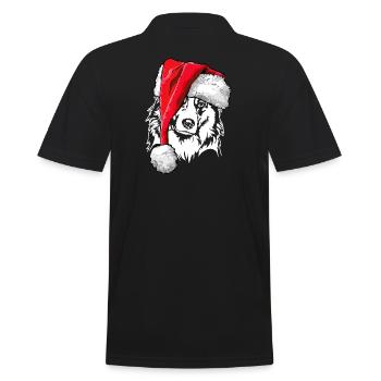 Santa Australian Shepherd Weihnachten Aussie Hunde - Männer Poloshirt - Schwarz - Hinten - Kai (181cm)