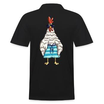 Lustiger Hahn Hühner und Huhn Design Chef im Stall - Männer Poloshirt - Schwarz - Hinten - Kai (181cm)
