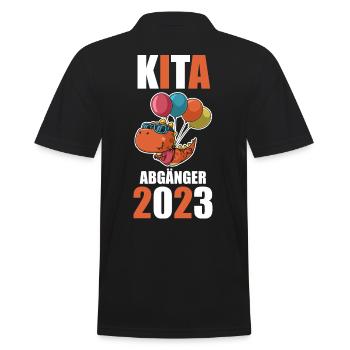 Schulkind 2023 Schulbeginn Dinosaurier Einschulung - Männer Poloshirt - Schwarz - Hinten - Kai (181cm)