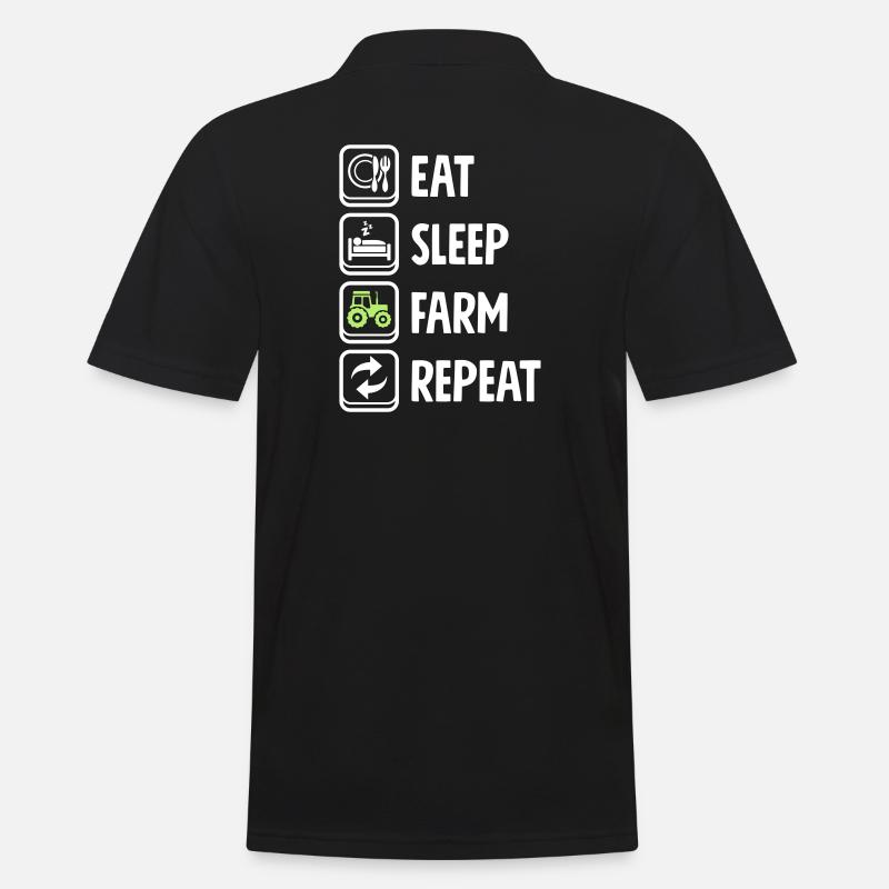 Eat Sleep Farm Repeat - Männer Poloshirt - Schwarz