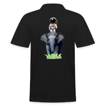 Un astronaute à l’aventure à dos d’éléphant - Polo Homme - noir - Dos - Kai (181cm)
