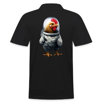 Astronaut Huhn - Männer Poloshirt - Schwarz - Hinten - Kai (181cm)