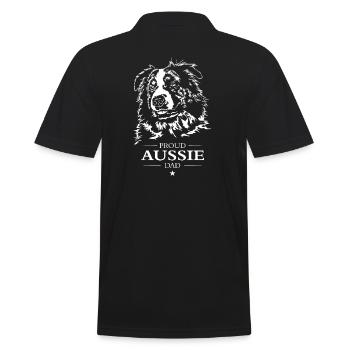Aussie Dad Australian Shepherd Dog Dog Wilsigns - Men's Polo Shirt - black - Back - Kai (181cm)