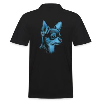 Chihuahua, poil court, tête de chien, dessin bleu - Polo Homme - noir - Dos - Kai (181cm)