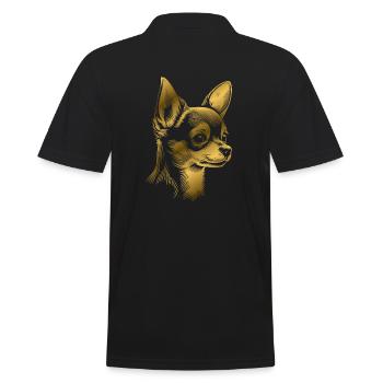 chihuahua, poil court, tête de chien, dessin d’or - Polo Homme - noir - Dos - Kai (181cm)