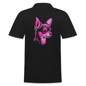 Chihuahua, poil court, tête de chien, dessin rose - Polo Homme - noir - Dos - Kai (181cm)
