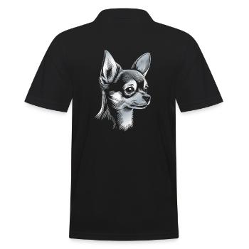 Chihuahua, poil court, tête de chien, dessin d’argent - Polo Homme - noir - Dos - Kai (181cm)