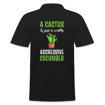 Cactus and cucumber cactus lovers - Men's Polo Shirt - black - Back - Kai (181cm)