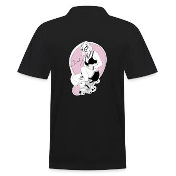 Skate Babe / Rollschuhe / Skatergirl / 60er / 80er - Männer Poloshirt - Schwarz - Hinten - Kai (181cm)